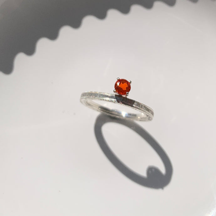 Fire Opal engrave ring
