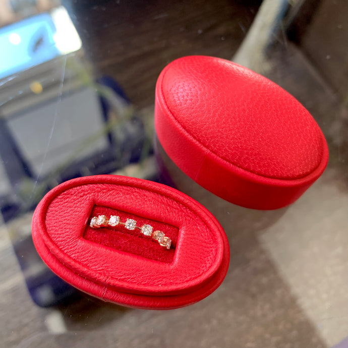 Square but round cut Diamonds ring