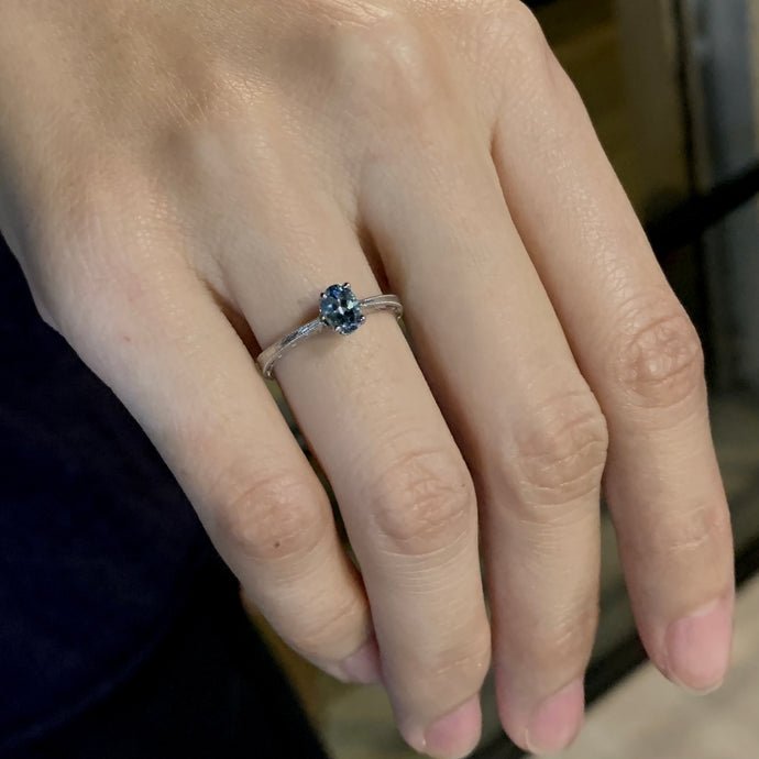 Santa maria aquamarine engraved ring