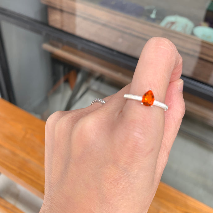 Fire Opal orange lover engraved ring