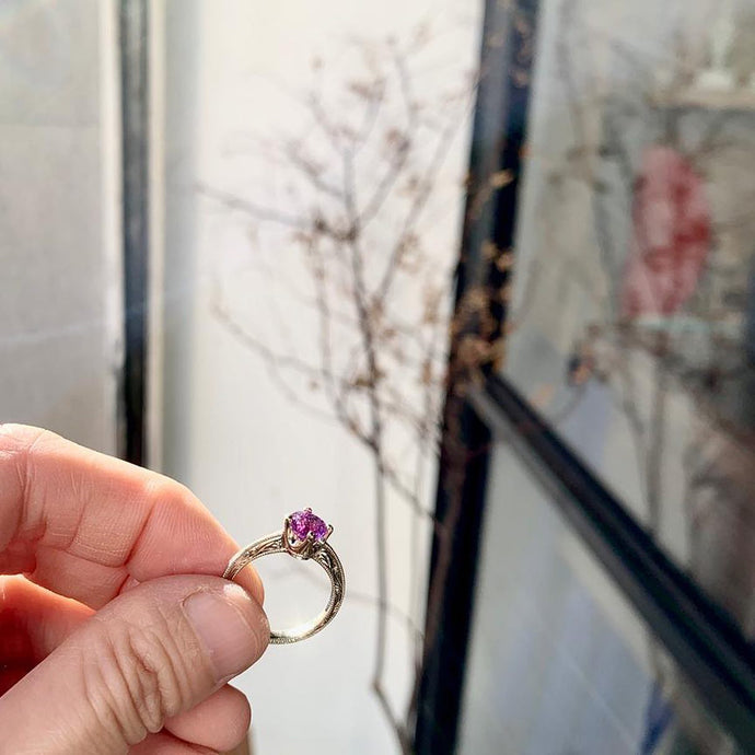 Somethings for myself Purple Sapphire Engraved Rings